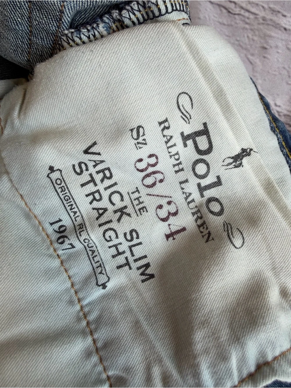 Polo RALPH LAUREN 36x34 THE VARICK SLIM STRAIGHT Mens Jeans Preppy Classic
